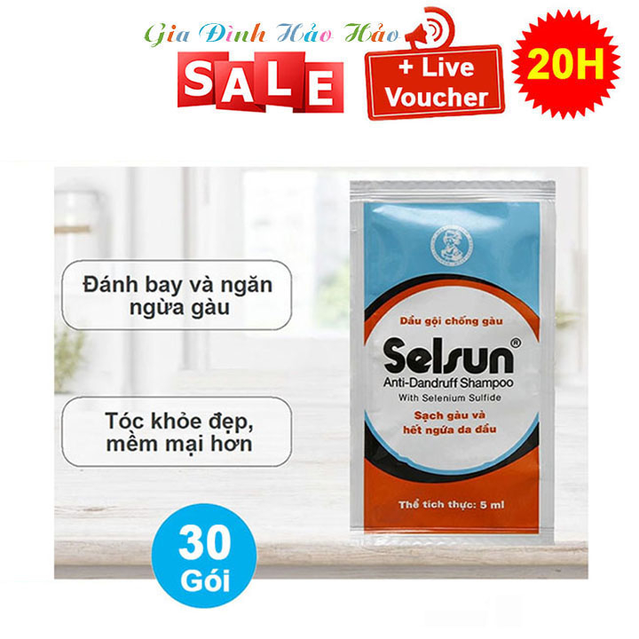 COMBO 30 GÓI DẦU GỘI CHỐNG GÀU SELSUN X 5ML - DATE MỚI