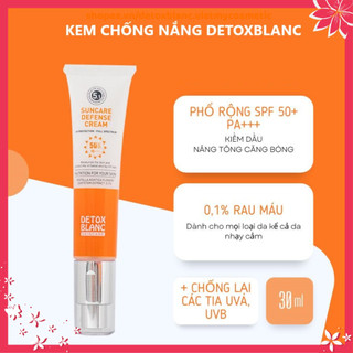 [Chính hãng]Kem chống nắng phổ rộng trắng da spf 50+ pa +++ detoxblanc suncare defense cream 30ml