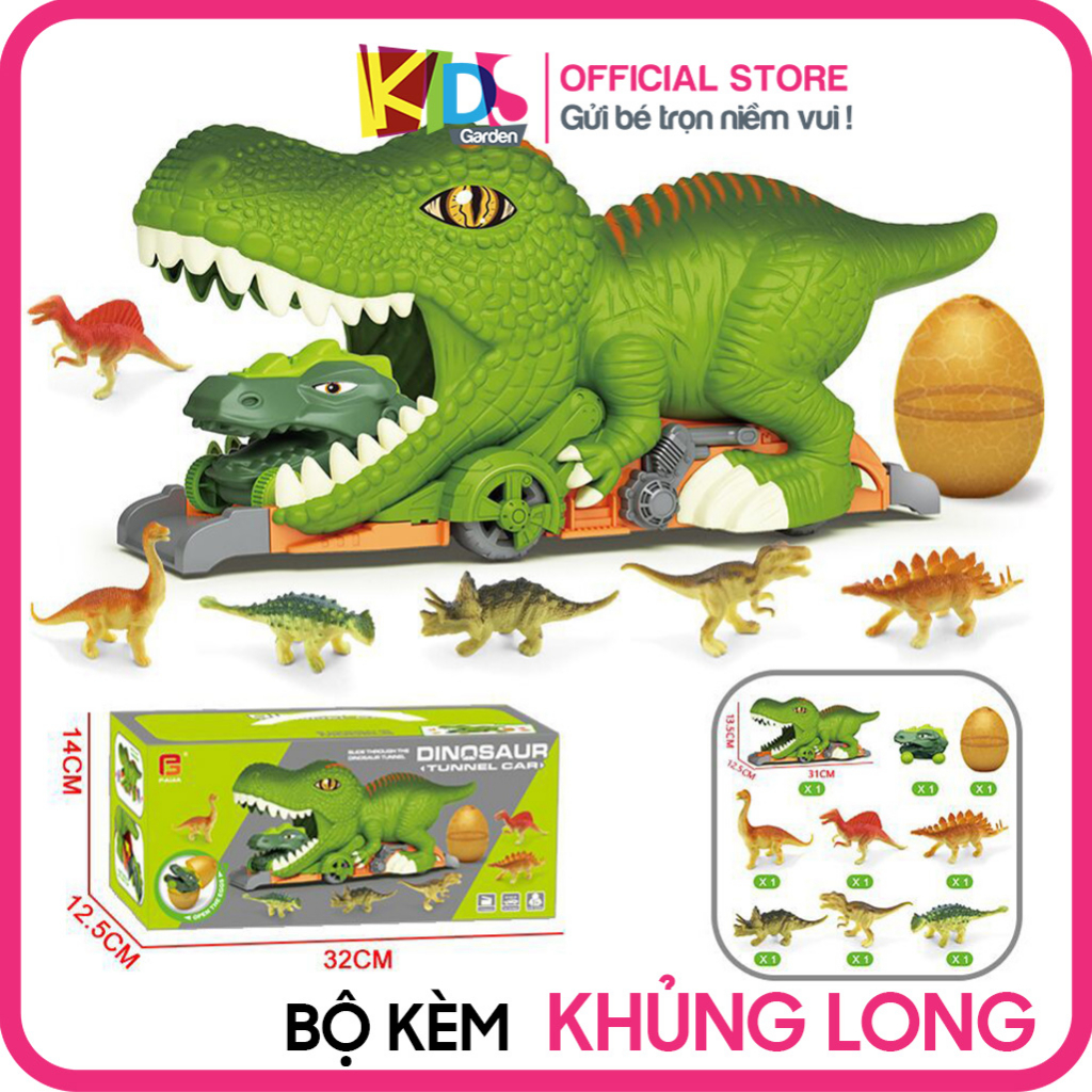 Xe khủng long đồ chơi nuốt ô tô cho bé kèm xe mini kim loại XDC30 KIDSGARDEN