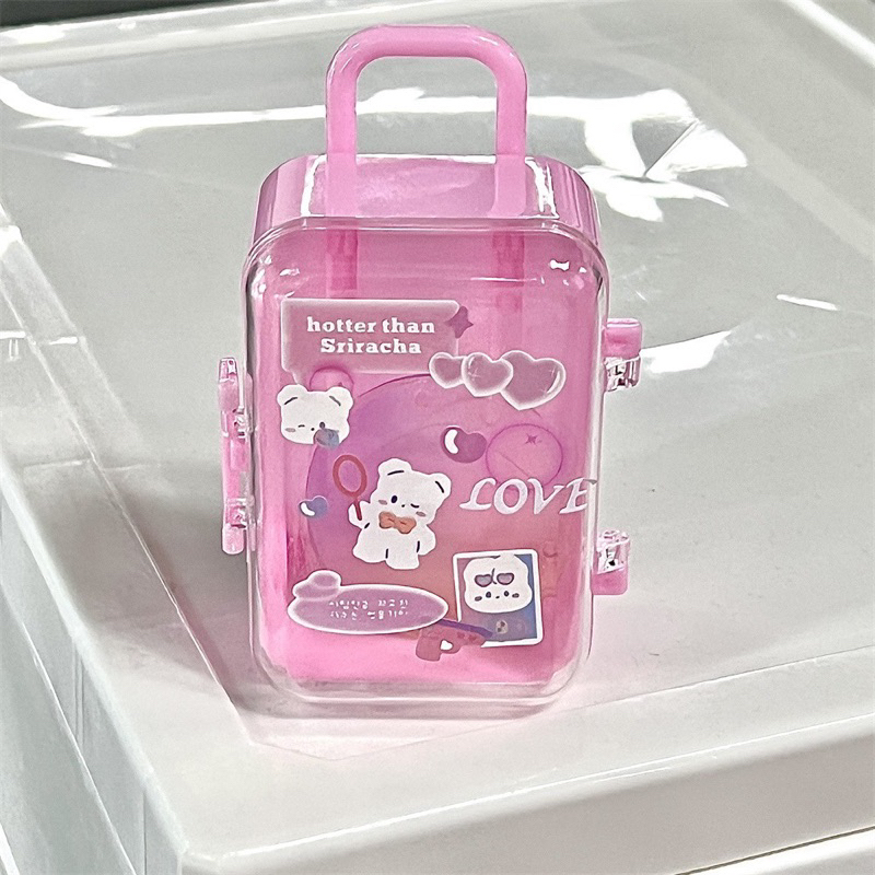 Hộp Đựng Đồ Lặt Vặt Mini Mẫu Vali Kéo Màu Hồng Xinh Xỉu (Không Kèm Sticker)