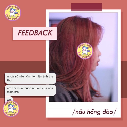 Thuốc Nhuộm Tóc tại nhà Màu NÂU HỒNG ĐÀO Lên Từ Nền 6 - 7 Tặng Oxi Găng Tay Mũ Chùm đầu