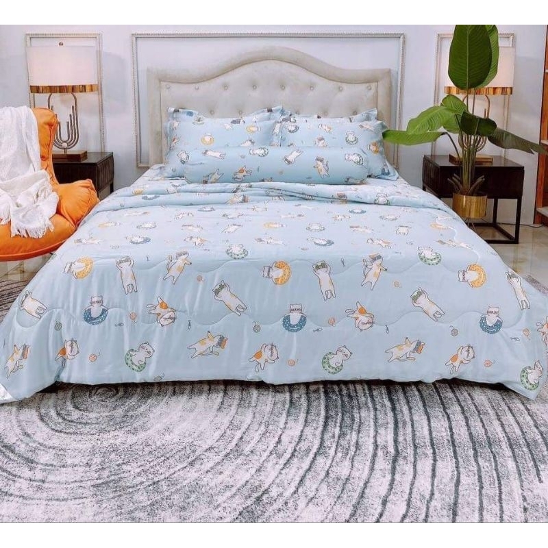 Chăn mền lẻ Tencel 60s Cao Cấp Mèo xanh