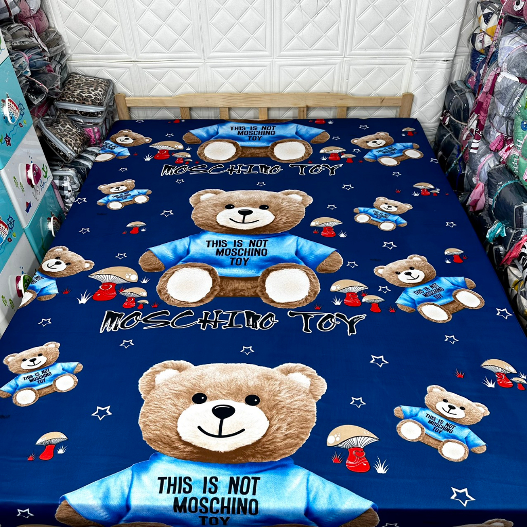 Áo bọc nệm có khóa kéo 2 dầu mẫu gấu xanh