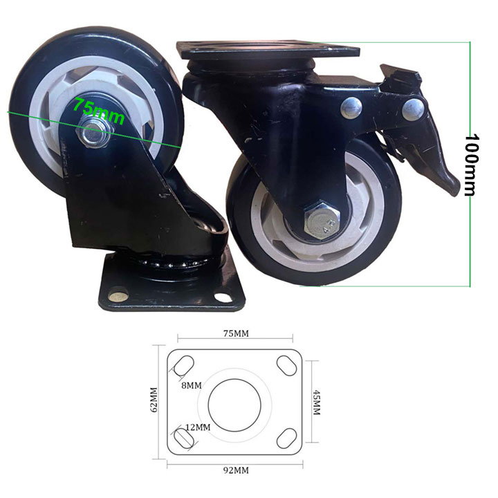Bánh xe PVC cao cấp, bánh xe loa kẹo kéo cao cấp Nguyên Việt với nhiều kích thước