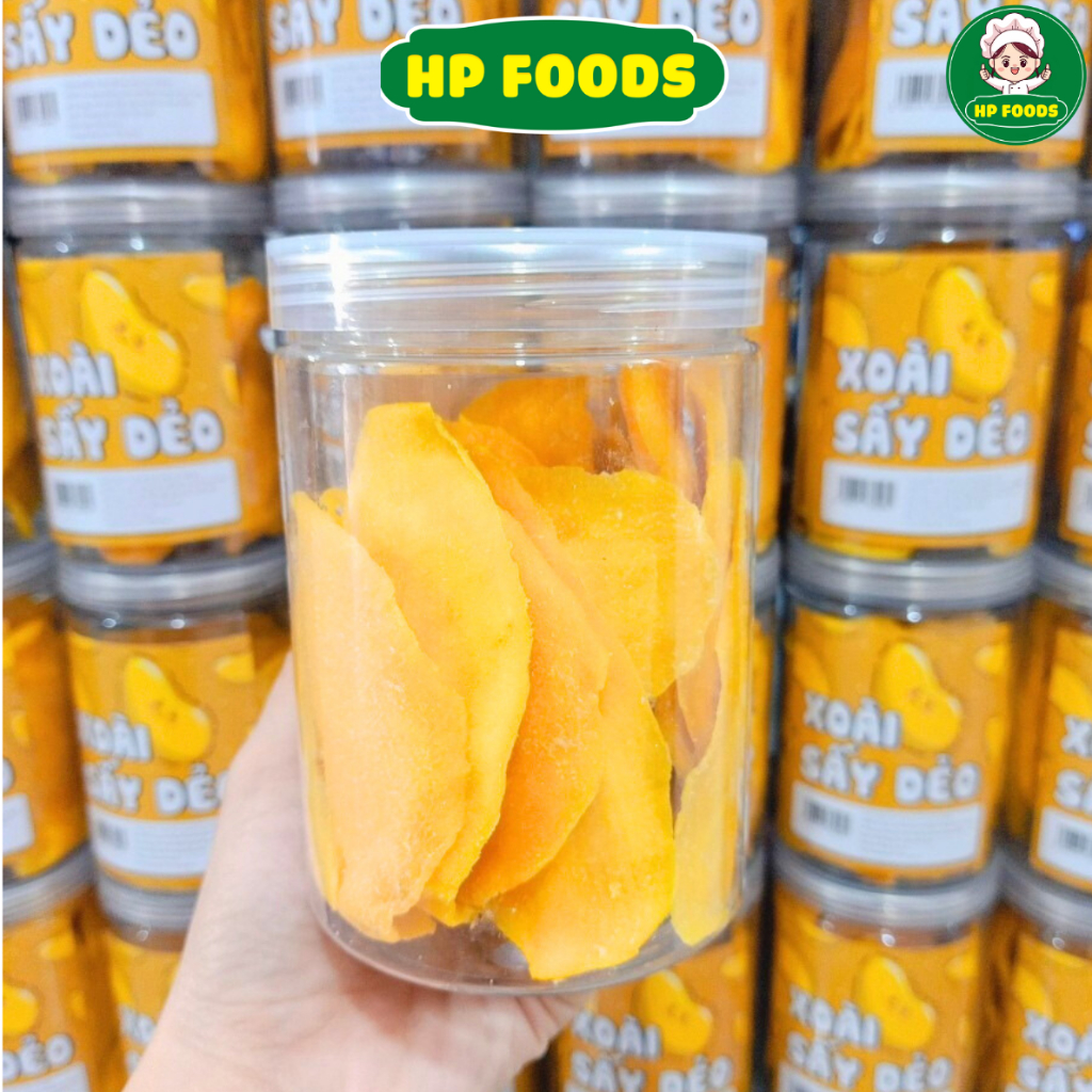 Xoài sấy dẻo không đường Hủ Pet 300gr trái cây sấy đặc sản Đà Lạt Siêu Dẻo Siêu Ngon - HP FOODS