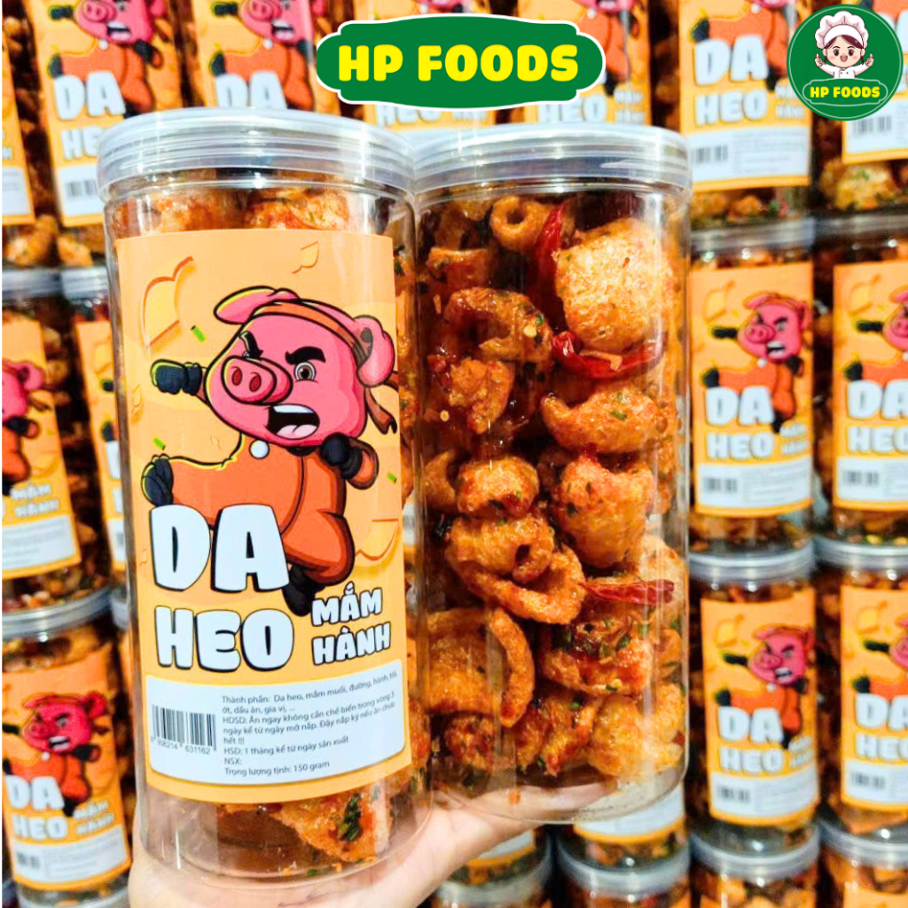 COMBO 2 Hủ PET 150gr Da heo chiên giòn cháy tỏi ớt, da heo mắm hành siêu giòn siêu ngon - HP FOODS