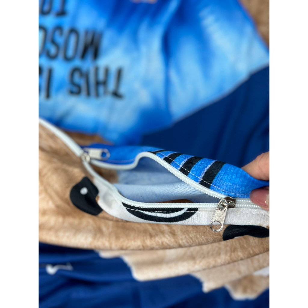 Áo bọc nệm có khóa kéo 2 dầu mẫu gấu xanh