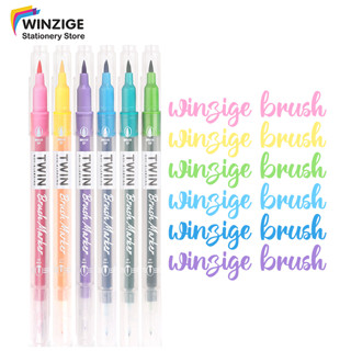 Winzige set 6 bút brush bút màu lông Bút hai đầu bút calligraphy brush lettering bút viết thư pháp đồ dùng học tập 