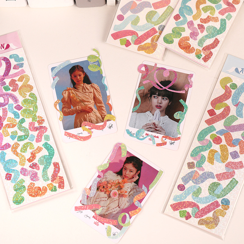 Zanmo tấm hình dán sticker CHỮ SỐ RUY BĂNG kim tuyến phong cách Hàn Quốc dễ thương