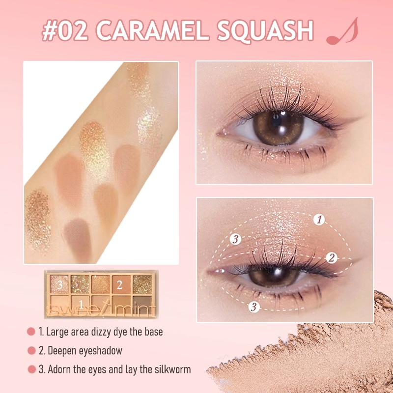 Bảng phấn mắt Sweet Mint ngọt ngào 10 màu tông nhũ và lì