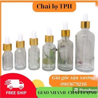 Chai Chiếc Serum thủy tinh cao cấp thân trong  5ml 10ml 20ml 30ml 50ml 100ml phụ kiện du lịch