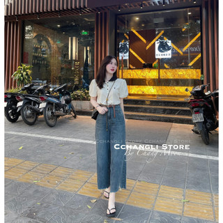 quần bò 9 tấc rách lai