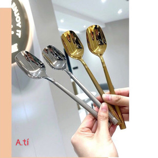 Thìa Inox Mạ Vàng Cán Dài