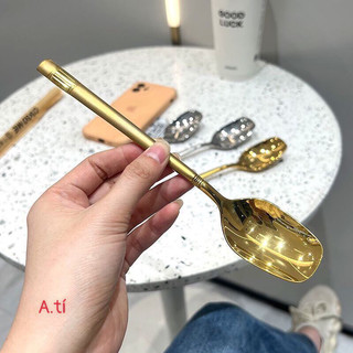 Thìa Inox Mạ Vàng Cán Dài