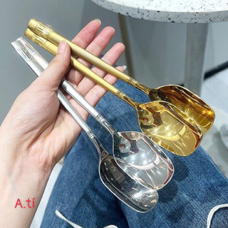 Thìa inox mạ vàng cán dài