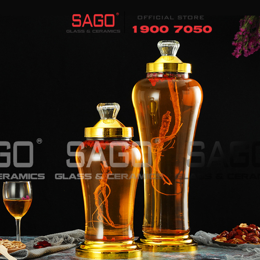 Bình sâm Thủy Tinh Bầu Cao 03 Lít, 04 Lít, 05 Lít | Tùy Chọn Dung Tích