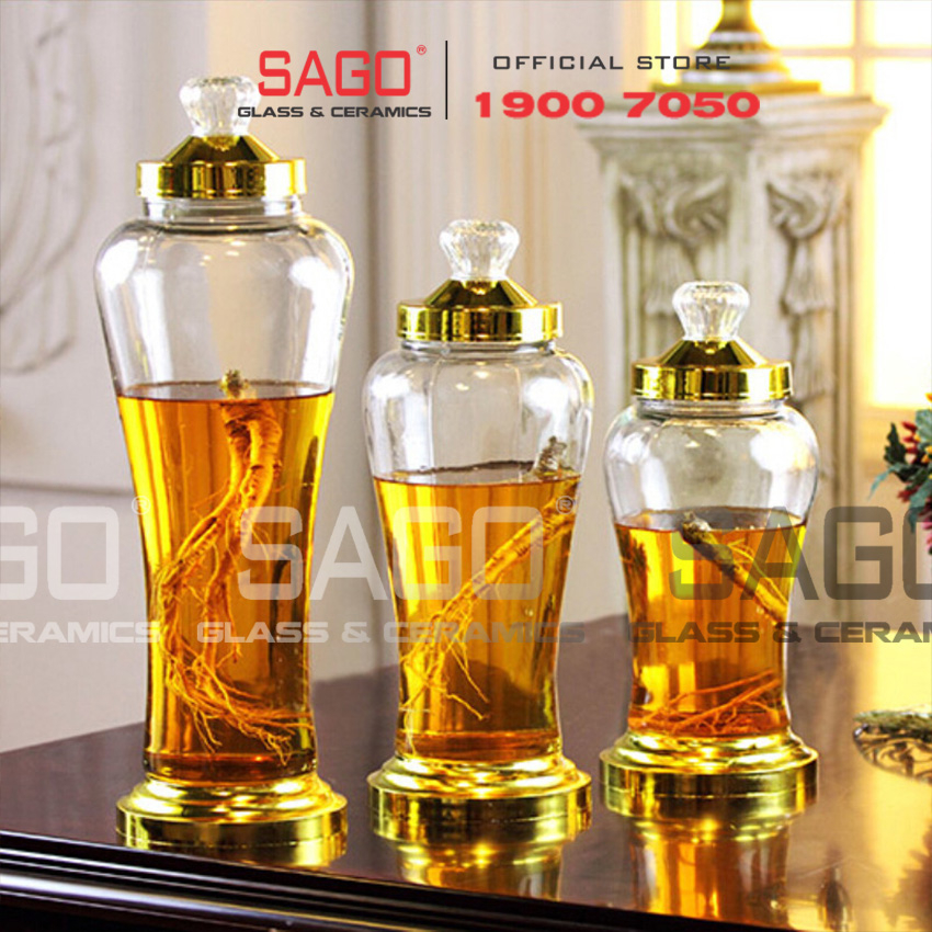 Bình sâm Thủy Tinh Bầu Cao 03 Lít, 04 Lít, 05 Lít | Tùy Chọn Dung Tích
