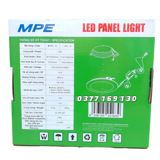 Đèn Led Panel Âm Trần RPL-12T 12w cao cấp MPE (bảo hành 24 tháng)