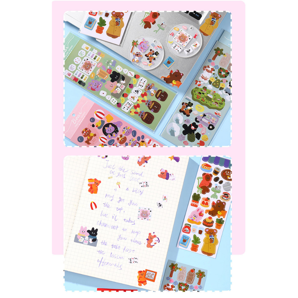 Zanmo tấm hình dán sticker GẤU THỎ dán điện thoại phong cách Hàn Quốc dễ thương