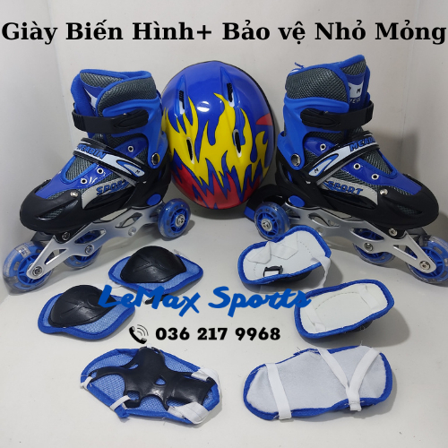 Giày trượt patin biến hình thành 2 hàng cho các bé tập đi. Giày trượt patin trẻ em giá rẻ đủ màu đen, xanh, đỏ, hồng.