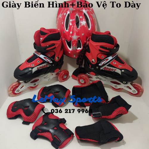 Giày trượt patin biến hình thành 2 hàng cho các bé tập đi. Giày trượt patin trẻ em giá rẻ đủ màu đen, xanh, đỏ, hồng.