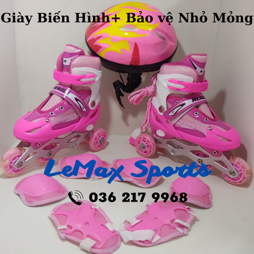 Giày trượt patin biến hình thành 2 hàng cho các bé tập đi. Giày trượt patin trẻ em giá rẻ đủ màu đen, xanh, đỏ, hồng.