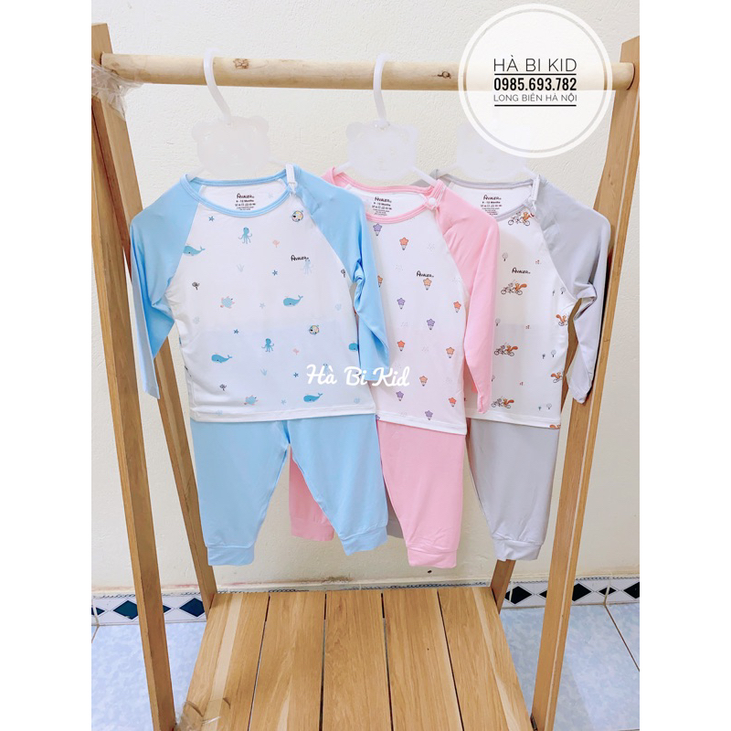 Bộ quần áo dài tay chất liệu sợi tre AVALER cho bé trai bé gái nhiều màu HB0023