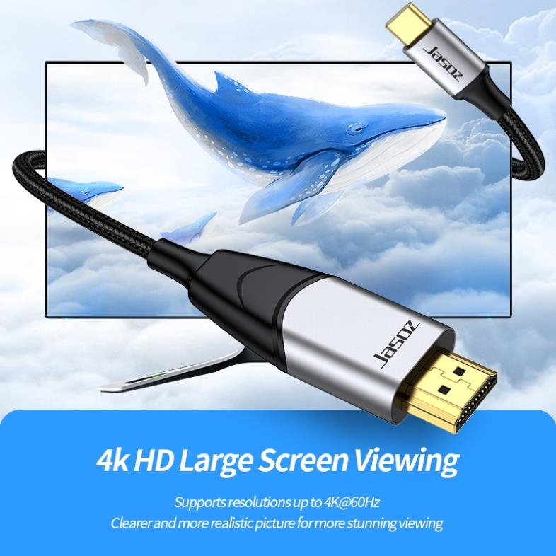 Dây cáp Type C sang HDMI 4k Jasoz hình ảnh rõ nét không chậm trễ, bảo hành 12 tháng