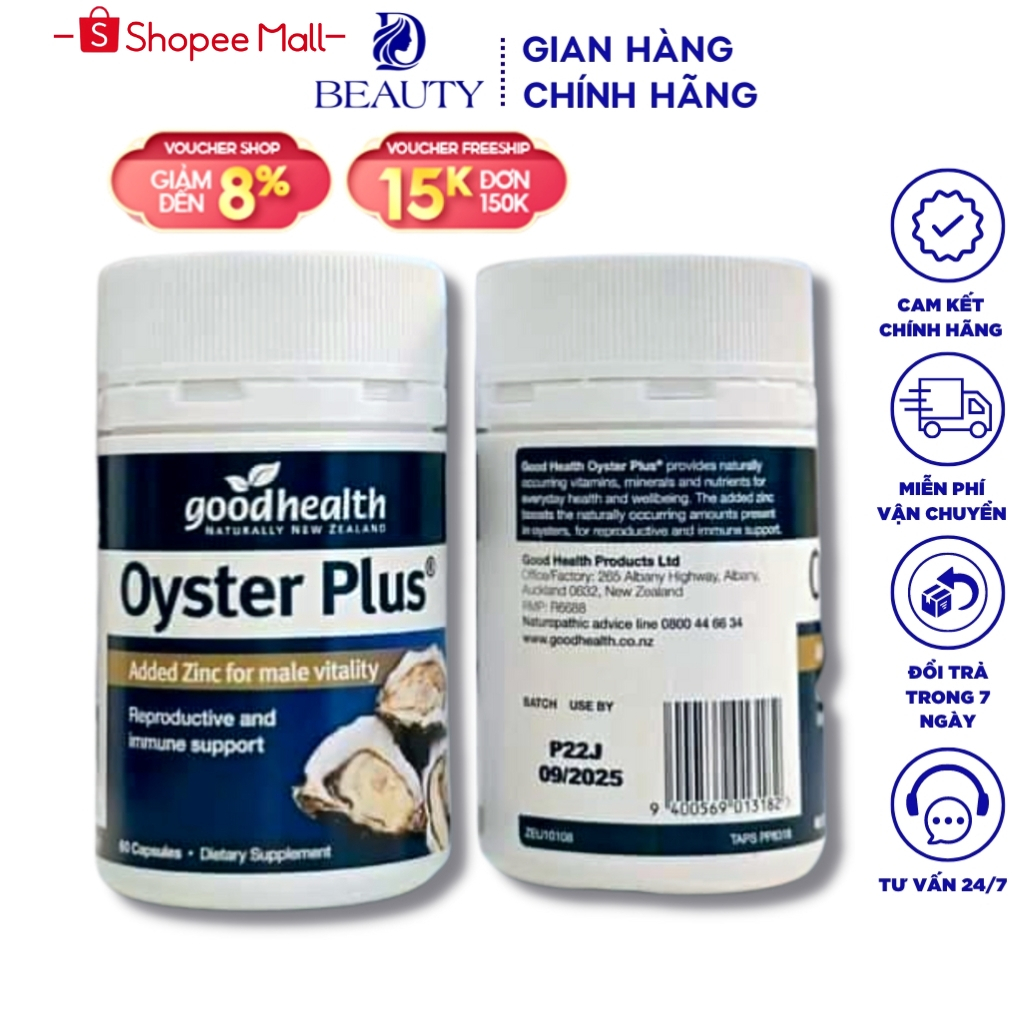 Tinh Chất Hàu Good Health Oyster Plus New Zealand giúp tăng cường sinh lý nam giới hộp 60 viên