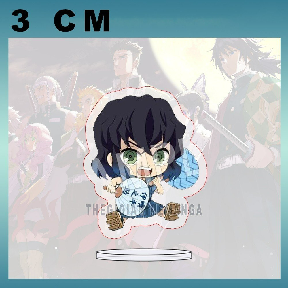 MÔ HÌNH Standee KIMETSU NO YABAI ver NGỒI CẦM QUẠT anime tượng mica trong acrylic chibi trong xinh xắn