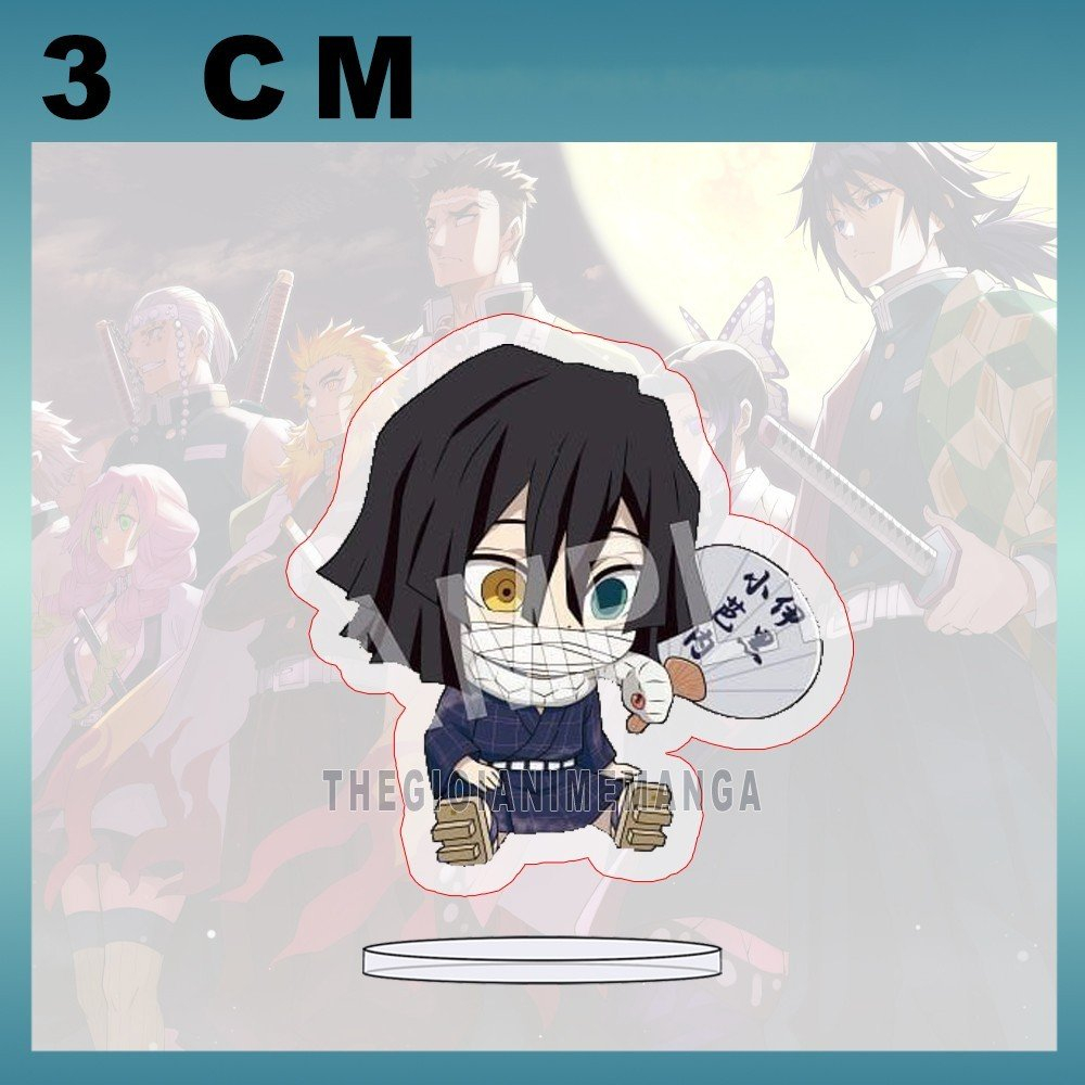 MÔ HÌNH Standee KIMETSU NO YABAI ver NGỒI CẦM QUẠT anime tượng mica trong acrylic chibi trong xinh xắn