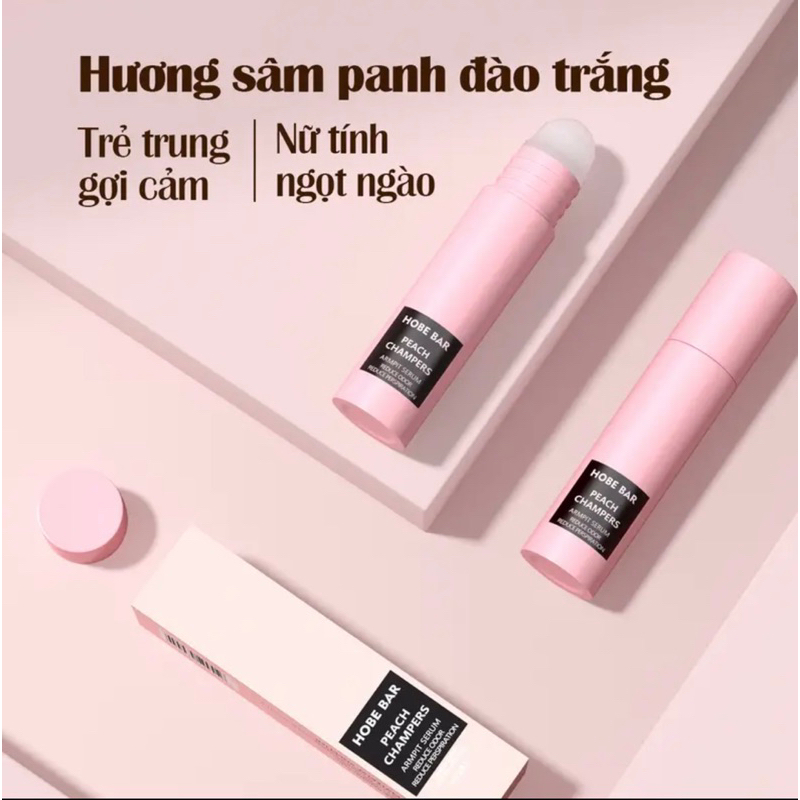 Lăn khử mùi hobebar hương sâm panh đào trắng, ngăn tiết mồ hôi, tạo hương thơm cơ thể, làm trắng 20ml