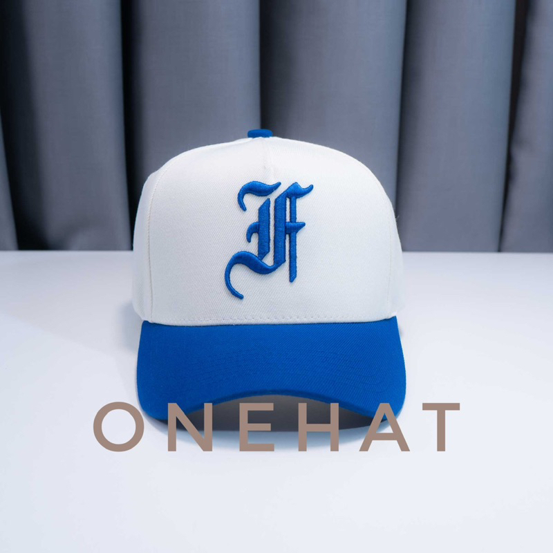 Nón Lưỡi Trai Fom Vuông Trucker logo chữ F thêu nổi 3D vải trắng kem chất lượng cao Brand One Hat