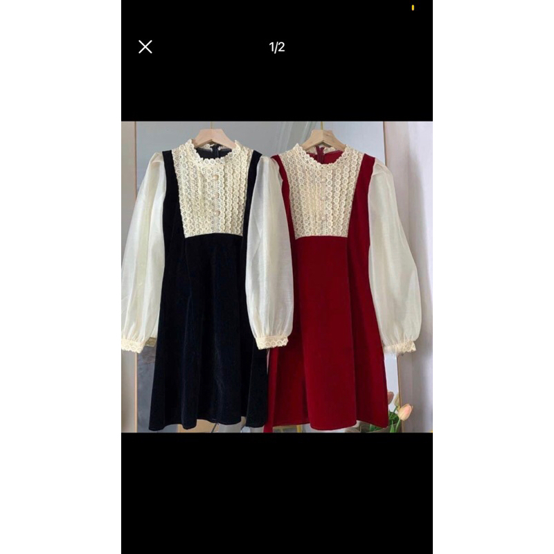 Pass váy nhung ren new