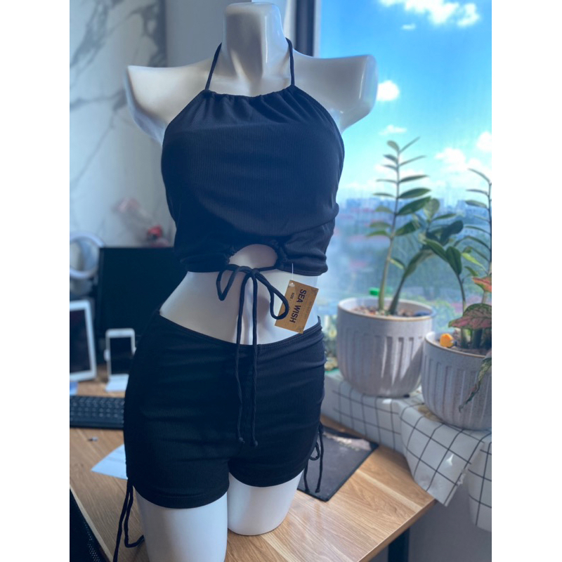 Bộ Đồ Bơi 2 Mảnh Dây Quấn Eo Cắt Cao Thoải Mái Cho Nữ