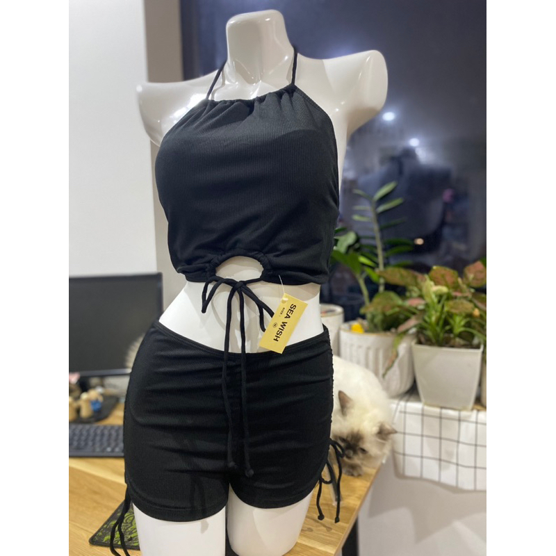 Bộ Đồ Bơi 2 Mảnh Dây Quấn Eo Cắt Cao Thoải Mái Cho Nữ