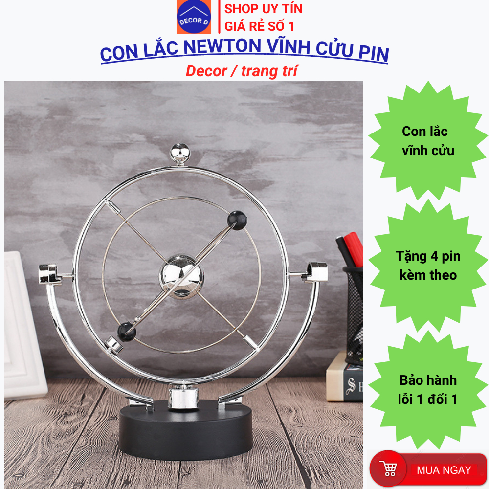 Con lắc Newton chuyển động vĩnh cửu hình hệ mặt trời mô hình hành tinh trang trí, decor [Tặng kèm 4 pin]