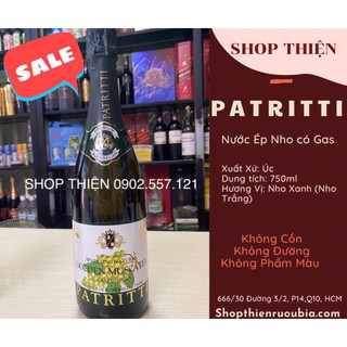 Nước nho có ga patritti 750ml- vị nho xanh-date 20.03.2026