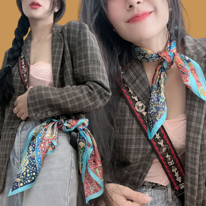Khăn turban lụa mini size 53x53cm dễ thương - Maben