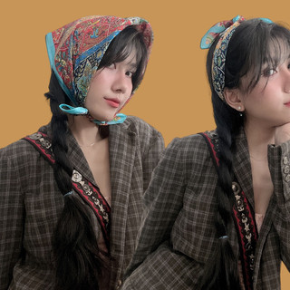 Khăn turban lụa mini size 53x53cm dễ thương - Maben