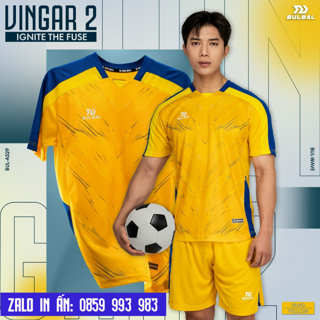 Bộ Quần Áo Bóng Đá Thiết Kế Chính Hãng Bulbal Vingar 2 Siêu Đẹp, Chất Vải Mè Thoáng Khí, Thấm Hút Mồ Hôi Tốt