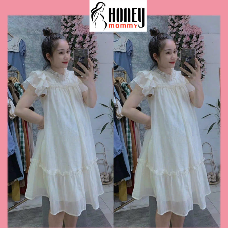 Đầm Bầu Váy Bầu Dự Tiệc Mùa Hè Chất Voan Tơ Tay Cánh Tiên Xinh Xắn Thời Trang HD2798 Honey Mommy