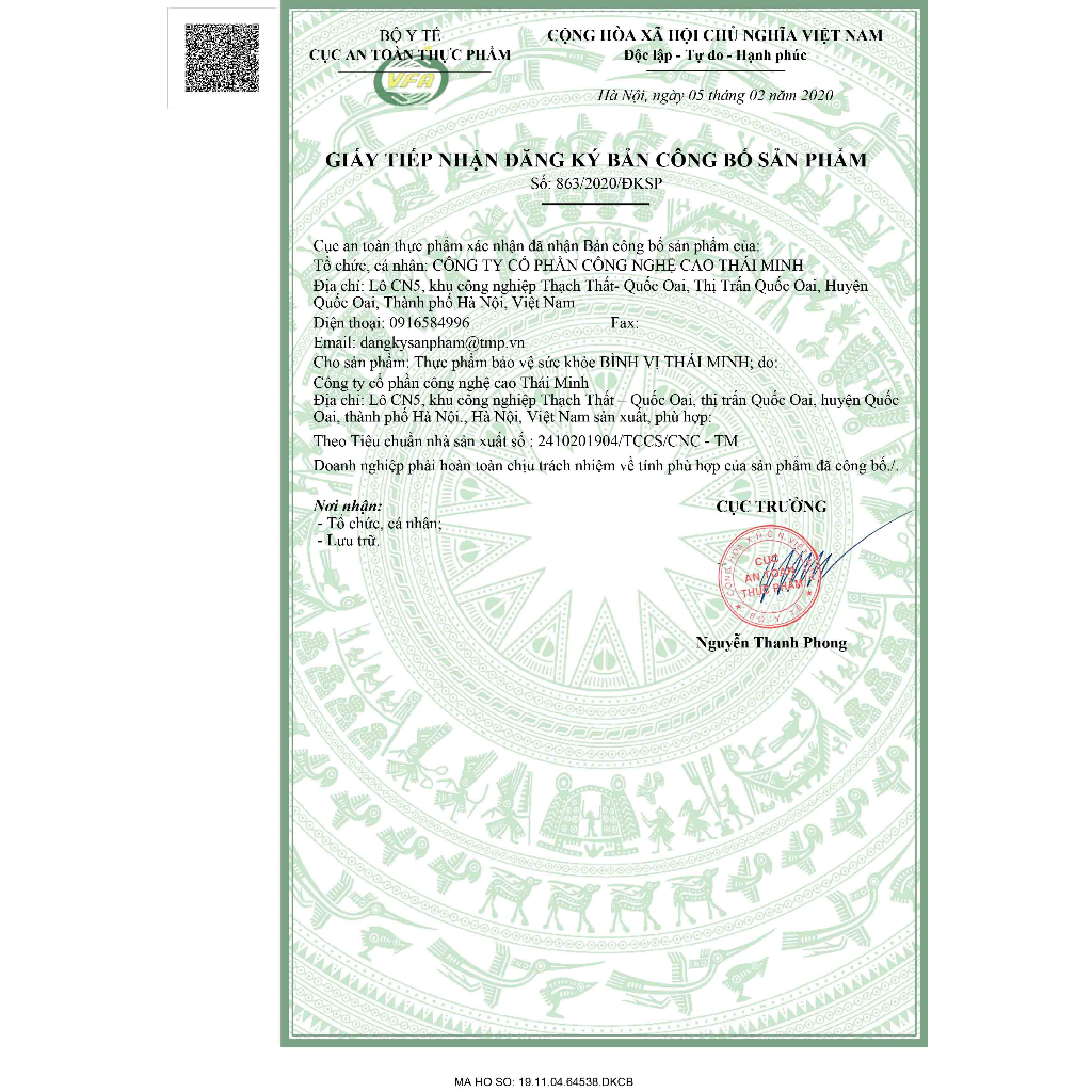 BÌNH VỊ THÁI MINH - Hỗ trợ ngăn trào ngược, lành vết loét dạ dày.