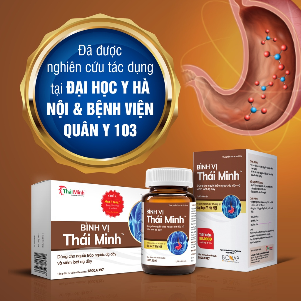 BÌNH VỊ THÁI MINH - Hỗ trợ ngăn trào ngược, lành vết loét dạ dày.