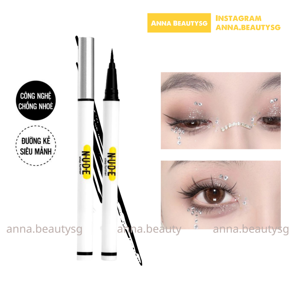Eyeliner bút kẻ mắt siêu mảnh màu đen hãng N.U.D.E kháng nước chống mồ hôi cao cấp