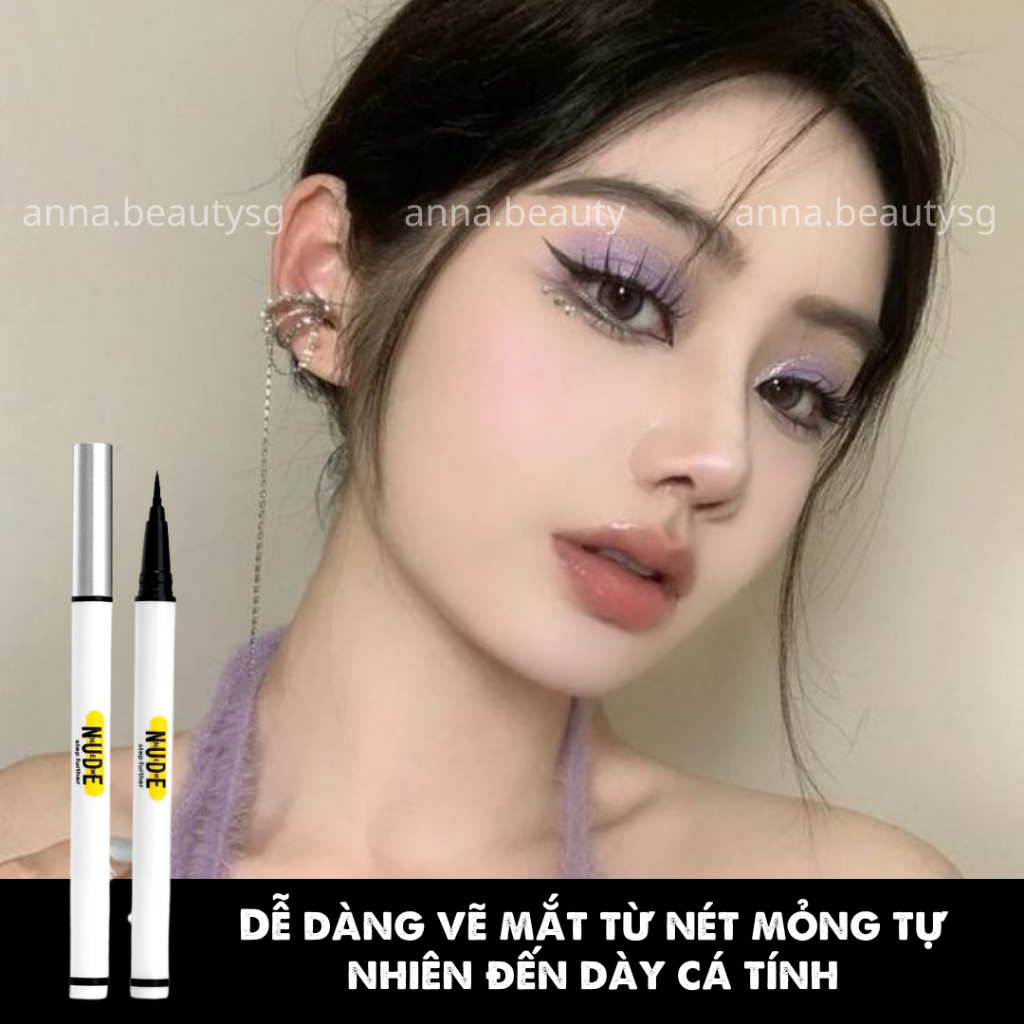 Eyeliner bút kẻ mắt siêu mảnh màu đen hãng N.U.D.E kháng nước chống mồ hôi cao cấp