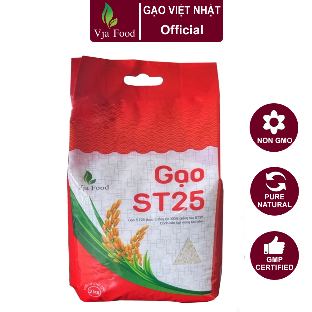 Gạo ST25 VJA túi 2Kg - Canh tác vùng lúa tôm - Cơm dẻo, thơm ngon- Giá Sỉ, Date mới