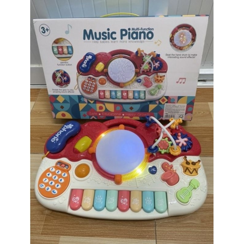 Đồ chơi bộ nhạc cụ 6 chức năng giáo dục sớm Montessori trống kết hợp piano, điện thoại, luồn hạt🌹🌹 freeship 🌹🌹 hkm sữa