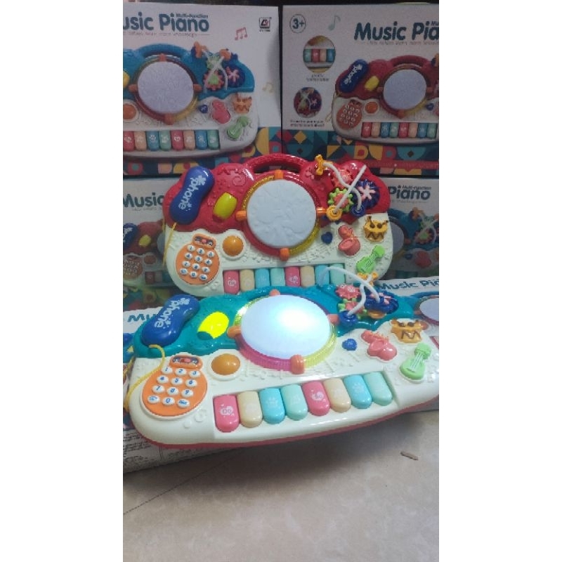 Đồ chơi bộ nhạc cụ 6 chức năng giáo dục sớm Montessori trống kết hợp piano, điện thoại, luồn hạt🌹🌹 freeship 🌹🌹 hkm sữa