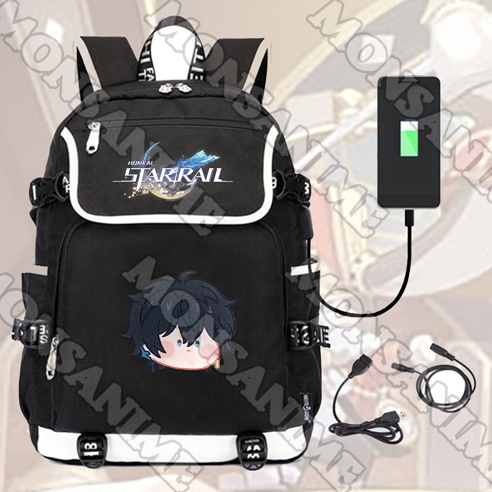 Balo nắp ngang in hình HONKAI STAR RAIL ver MẶT NGƠ game anime chibi cặp sách nam nữ đi học